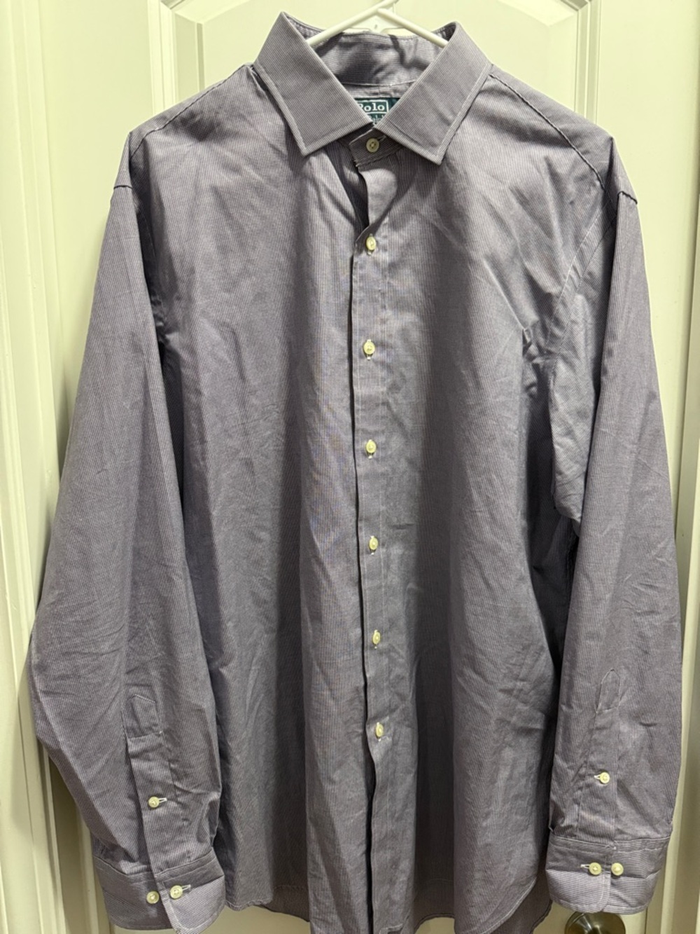 Like new! Polo by Ralph Lauren Mens Lavender Button-Up Dress Shirt. Size XL